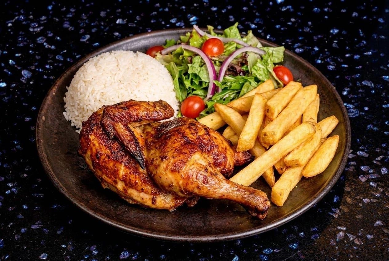 1/4 Charcoal-Roasted Chicken with Rice or Fries and Salad