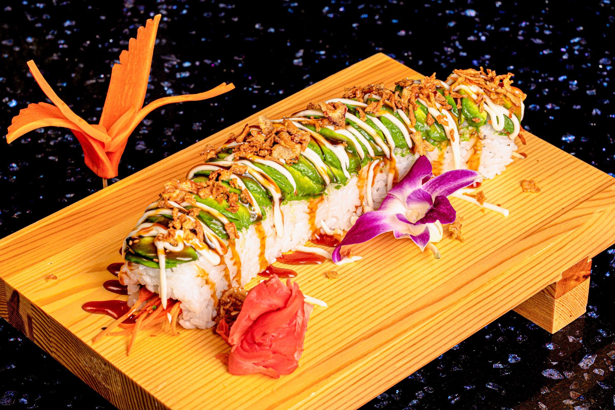 Green dragon crunch veggie roll