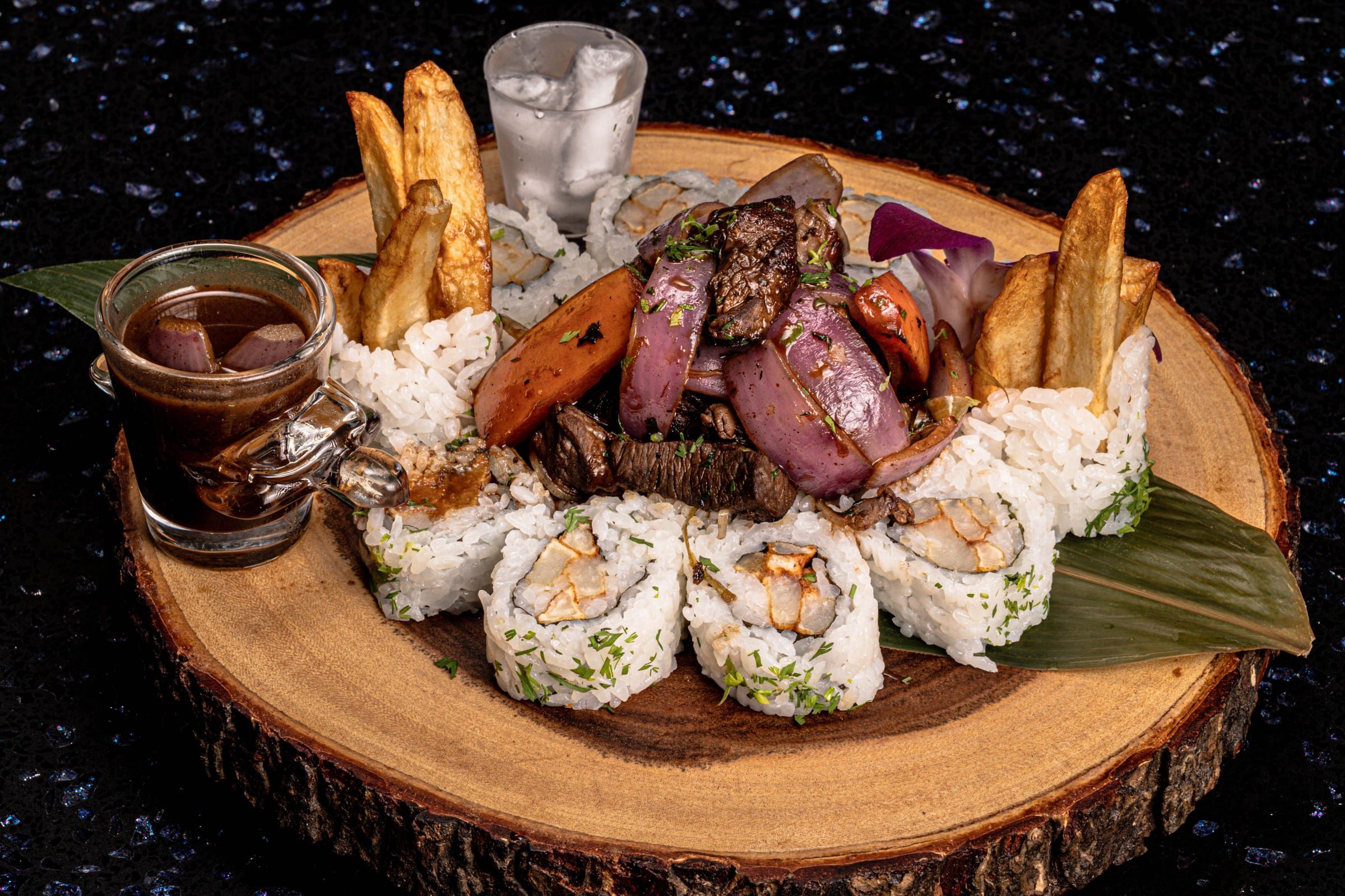 Lomito rolls on a wood board