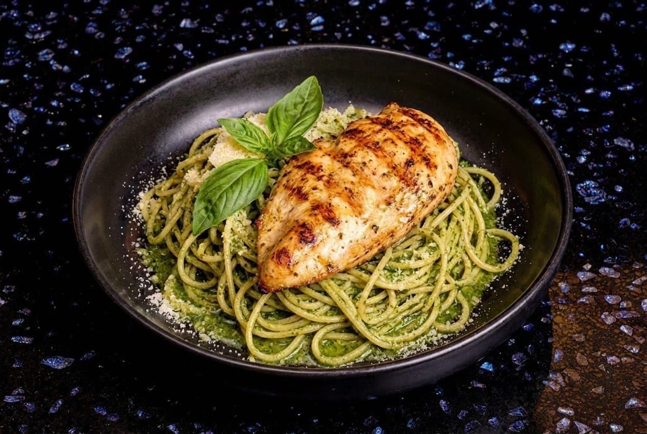 Tallarin Verde with Grilled Chicken Breast