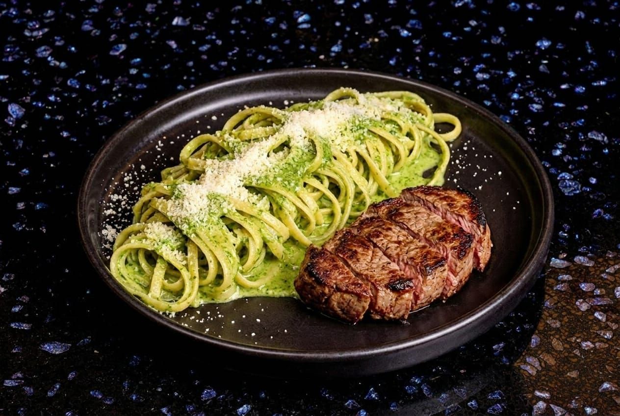 Tallarin Verde with Steak