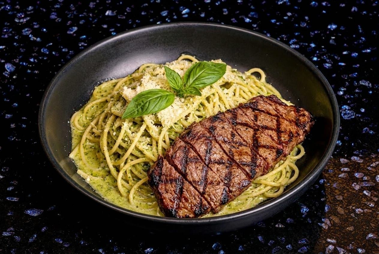 Tallarin Verde with Steak